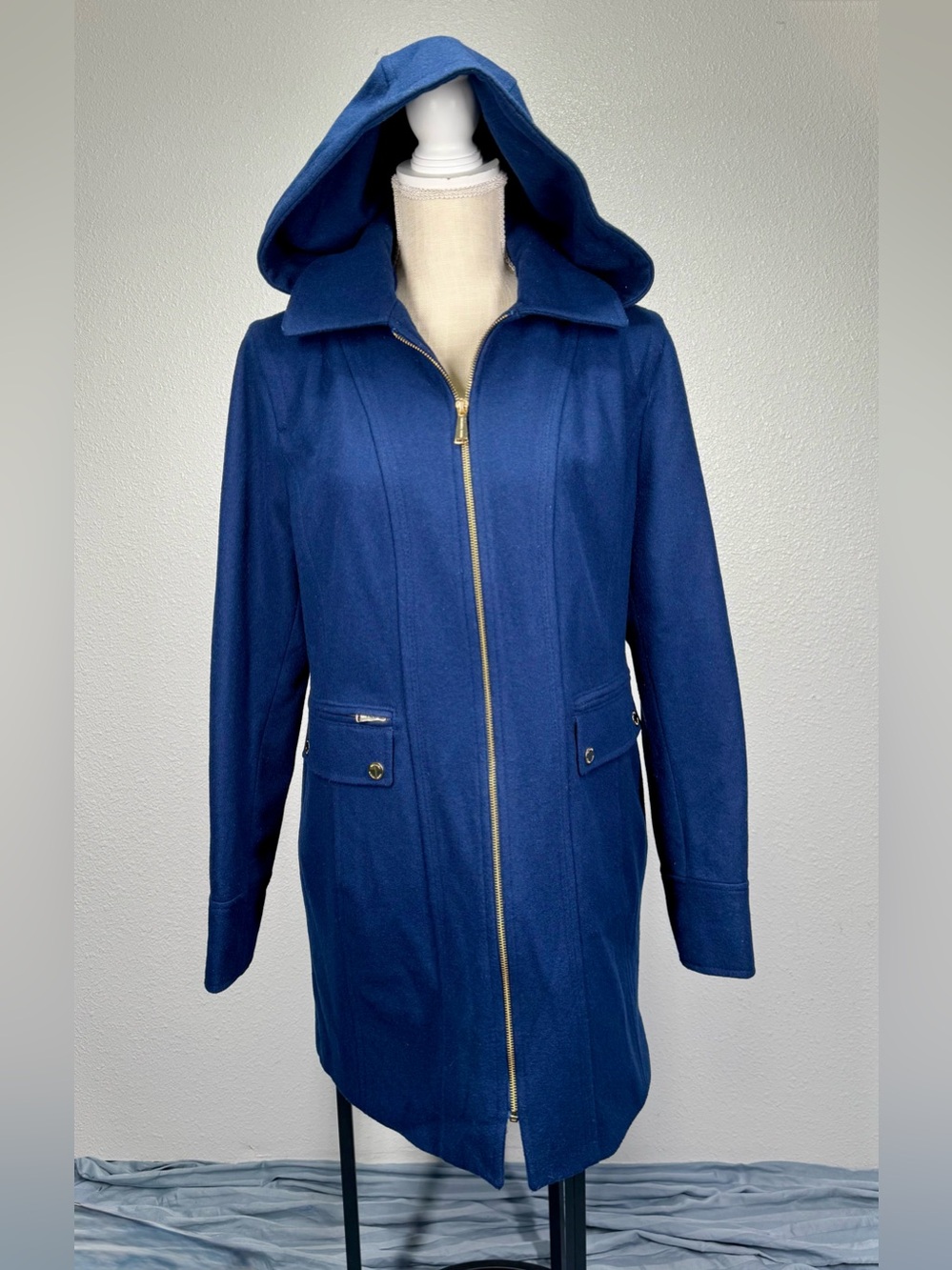 Michael Kors Hooded Wool Peacoat Navy 14 (RUNS SMALL like 10/12)